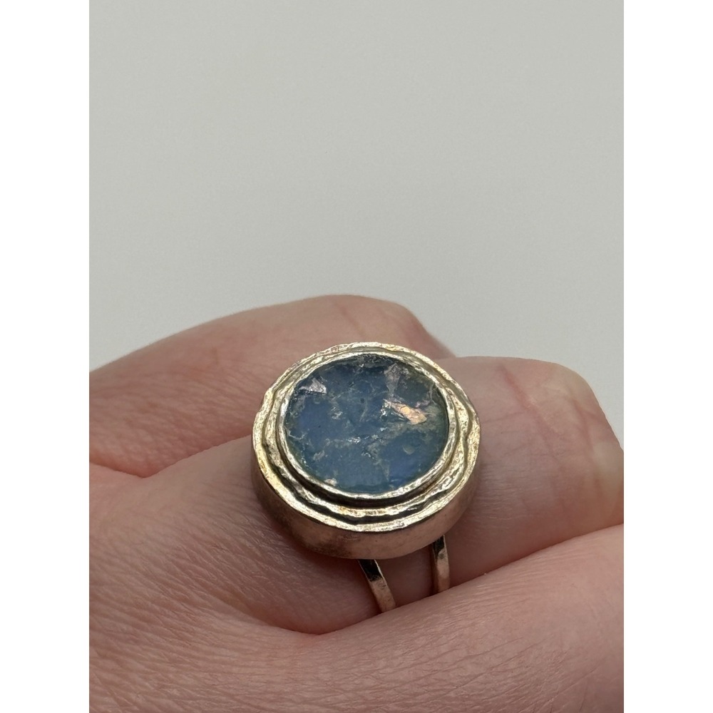 Luli Hamersztein Sterling Silver Roman Glass Ring Size 7 - Picture 4 of 15